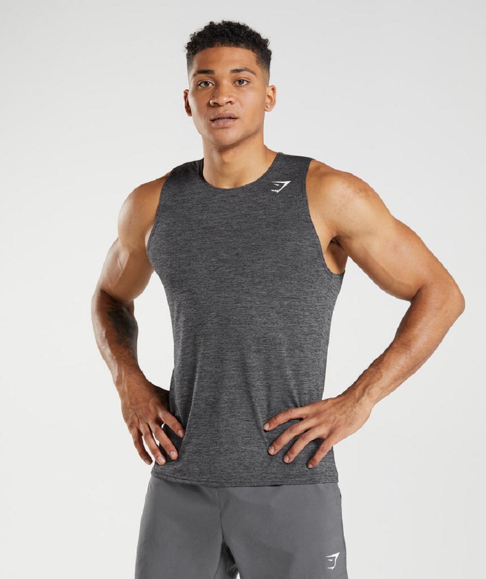 Camiseta Tirantes Gymshark Arrival Slim Marl Hombre Negras Gris | CO 3149CTV